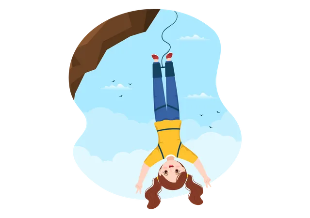 Woman Bungee Jumping  Illustration