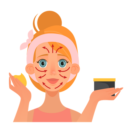 Woman care about face beauty  Illustration