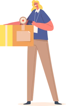 Woman Carry Box with Donated Toys  Illustration