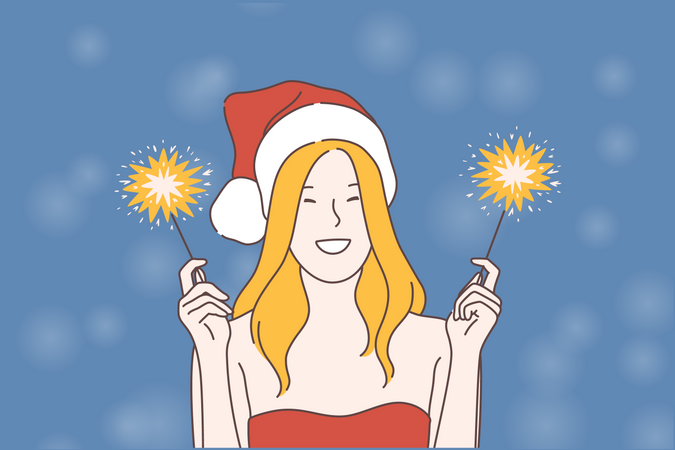 Woman celebrate christmas  Illustration