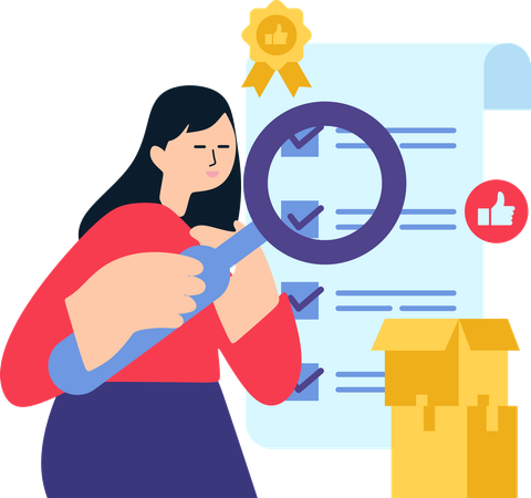 Woman Check Certification Review  Illustration