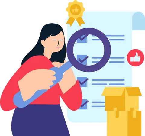 Woman Check Certification Review  Illustration