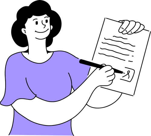 Woman check file as correct  Illustration