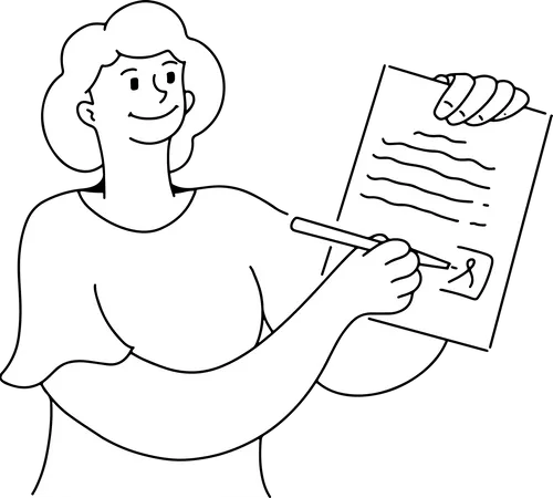 Woman check file as correct  Illustration