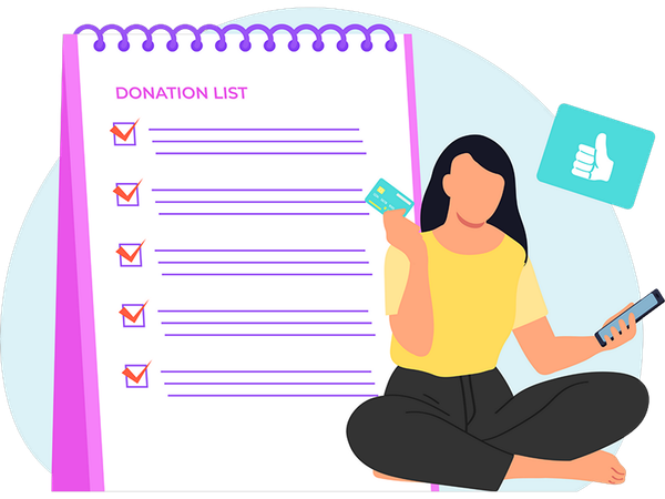 Woman Checking Wishlist  Illustration