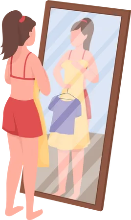 Woman choosing clothes  Illustration