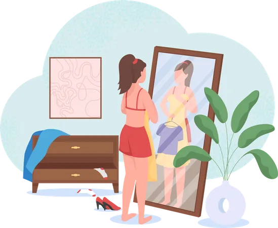 Woman choosing clothes  Illustration