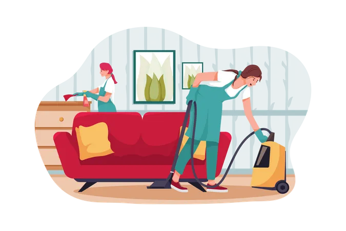 Woman cleaning house  Illustration