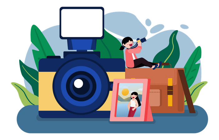 Woman clicking picture  Illustration