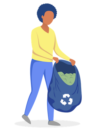 Woman collecting garbage  Illustration