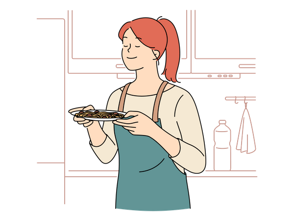 Woman cooking food  Illustration