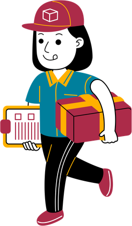 Woman Courier checks package sent  Illustration