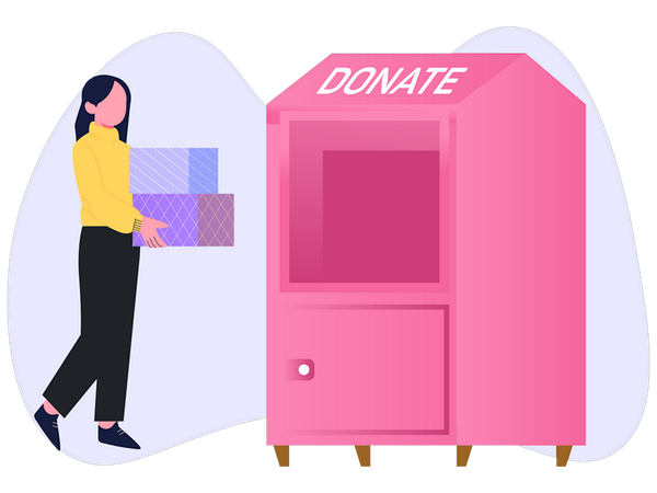 Woman deposit donation into box  Illustration