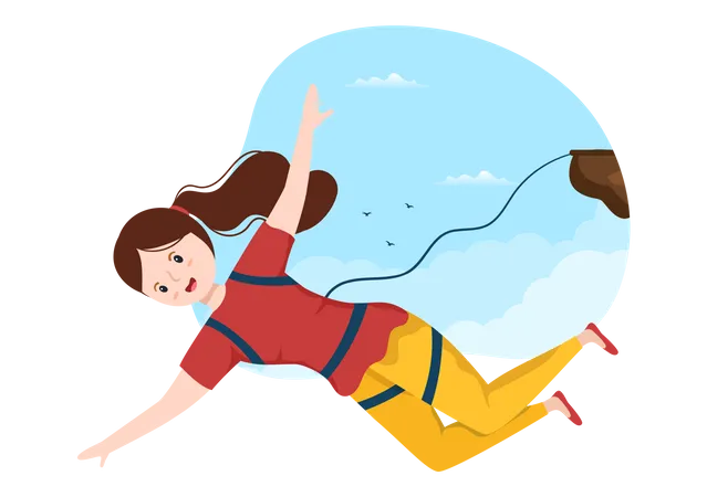 Woman Doing Bungee Jumping  Illustration