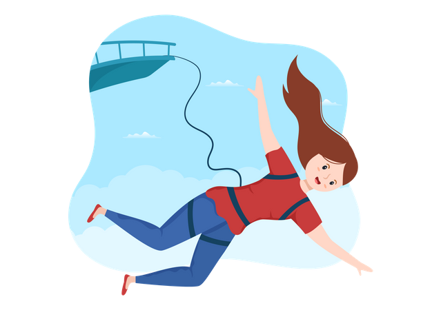 Woman doing Bungee Jumping  Illustration