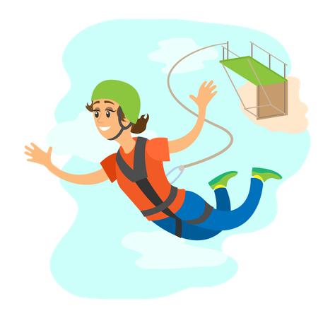 Woman doing bungee jumping  Illustration