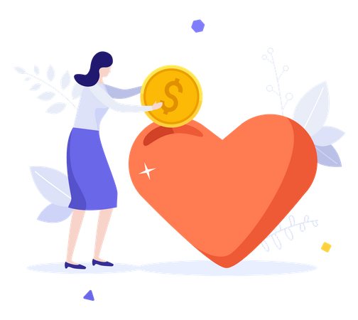 Woman doing charity donation  Illustration