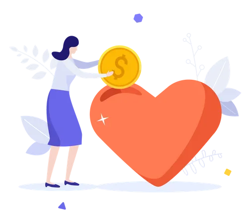 Woman doing charity donation  Illustration