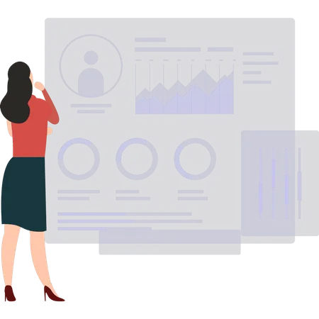 Woman doing data analysis  Illustration