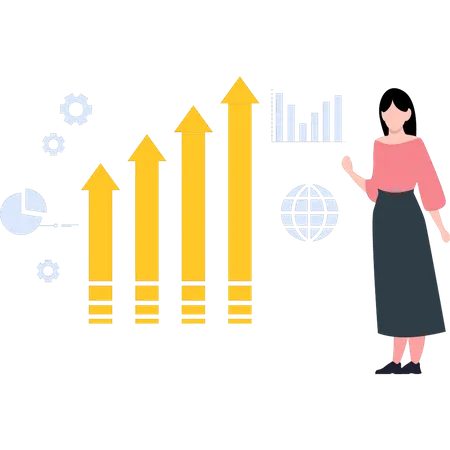 Woman doing data analysis  Illustration