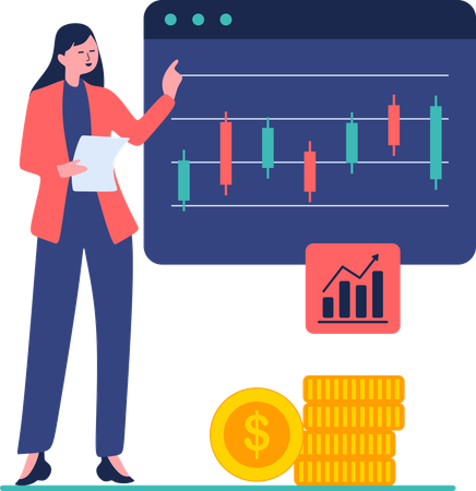 Woman doing day trading  Illustration