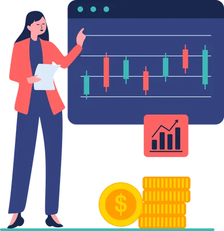 Woman doing day trading  Illustration