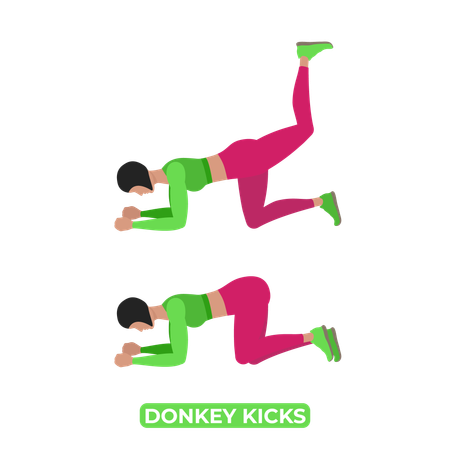 Woman Doing Donkey Kicks  Illustration