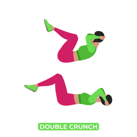 Woman Doing Double Crunch  Illustration