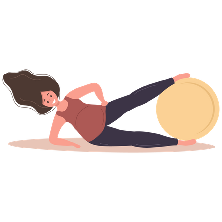 Woman doing exercise using gym ball  Illustration