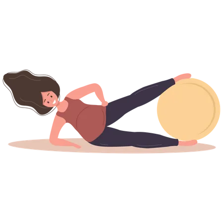 Woman doing exercise using gym ball  Illustration