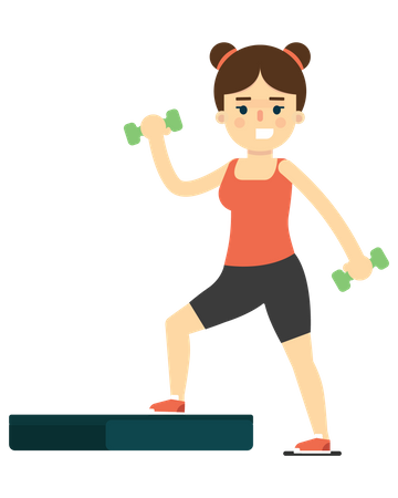 Woman Doing Exercise With Dumbbell  Illustration