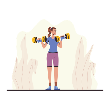 Woman doing exercise with dumbbell  Illustration