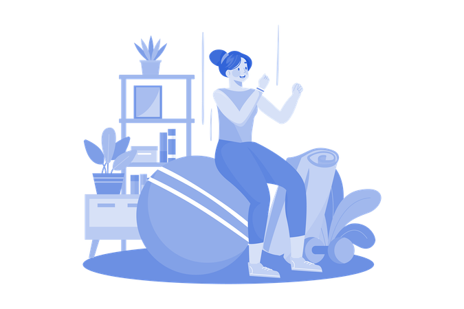 Woman Doing exercise with gym equipment  Illustration