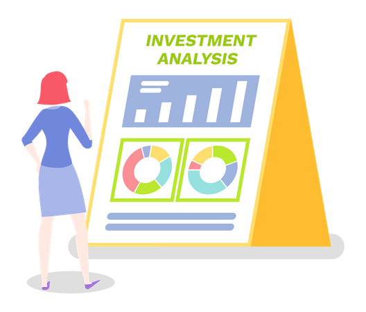 Woman doing investment analysis  일러스트레이션