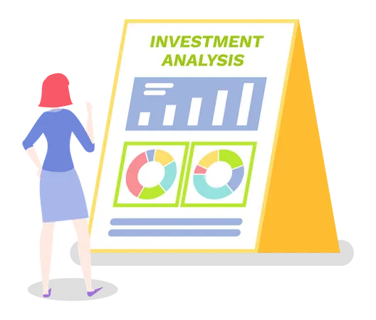 Woman doing investment analysis  일러스트레이션