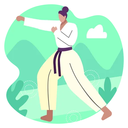 Woman doing karate  イラスト