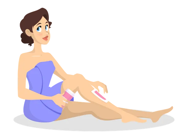 Woman doing leg waxing  Illustration