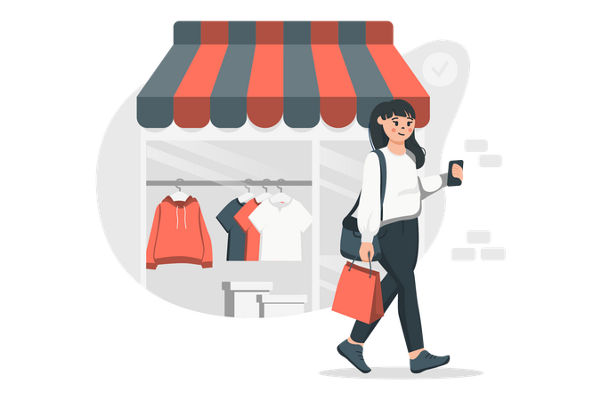 Woman doing shopping for clothes  Illustration