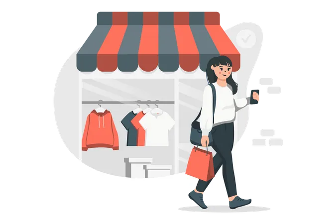 Woman doing shopping for clothes  Illustration