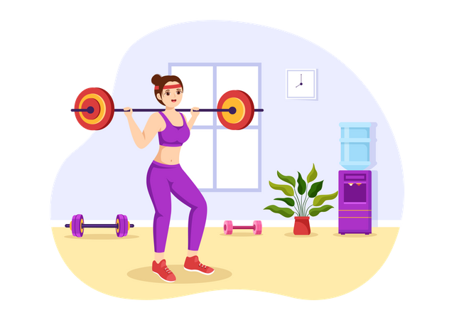 Woman Doing Weight Lifting  イラスト