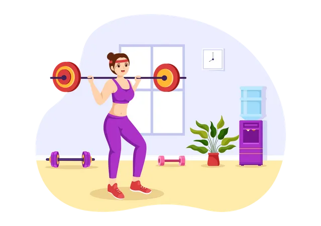 Woman Doing Weight Lifting  イラスト