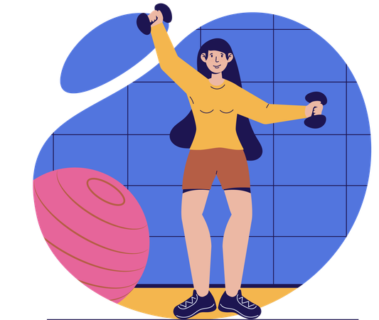 Woman doing weight training  Illustration