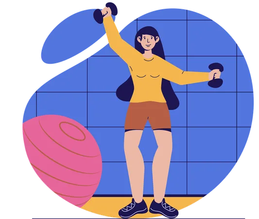 Woman doing weight training  Illustration