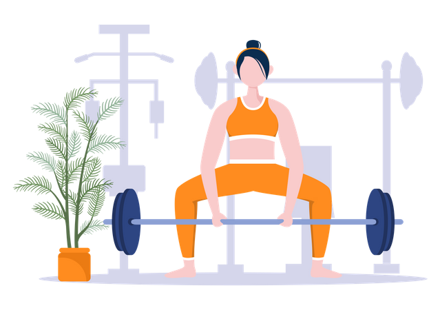 Woman doing weightlifting  イラスト