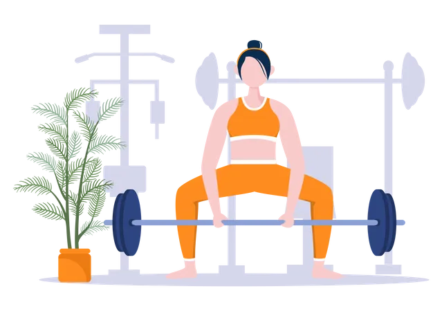 Woman doing weightlifting  イラスト