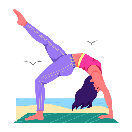 Woman doing Wheel Pose  Illustration