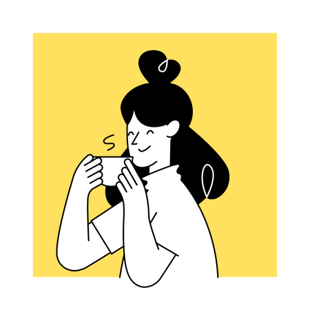 Woman drinking coffee  Illustration