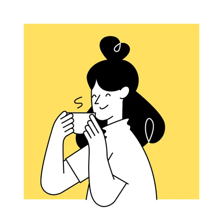 Woman drinking coffee  Illustration