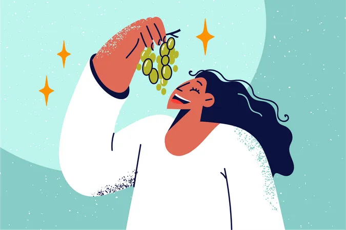 Woman eating grape  Illustration