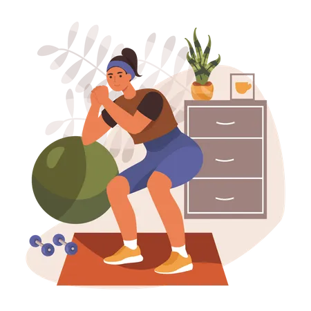 Woman exercising at home  Illustration